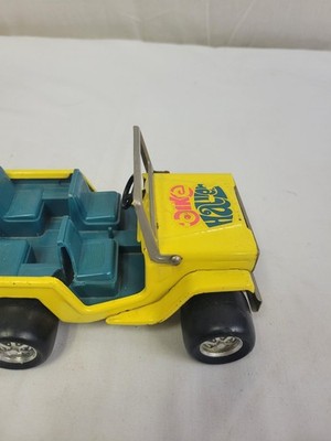 Vintage Yellow Buddy L Bike Hauler Jeep Pressed Steel & Plastic