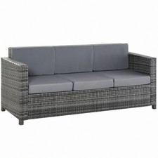Outsunny Divano da Esterno 3 Posti in Rattan PE e Metallo 185x70x80 cm Grigio