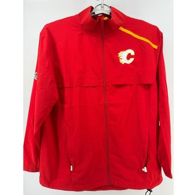 Calgary Flames Fanatics Authentic Pro Rink Coach's Jacket Red Mens Large - Flaw