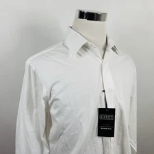 NWT Bergamo New York 16 16.5 32/33 Fitted Wrinkle Free Dress Shirt White Cotton