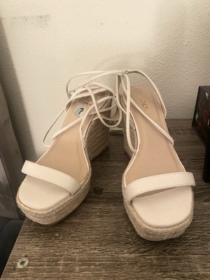 SODA Beige Espadrille Wedge Lace Up Strappy Sandals Women's Size 7M