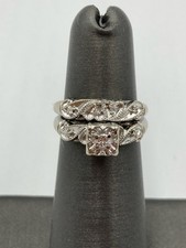 Lady's Diamond Wedding Set 7 Diamonds .11 Carat T.W. 14K White Gold  EL1095033 