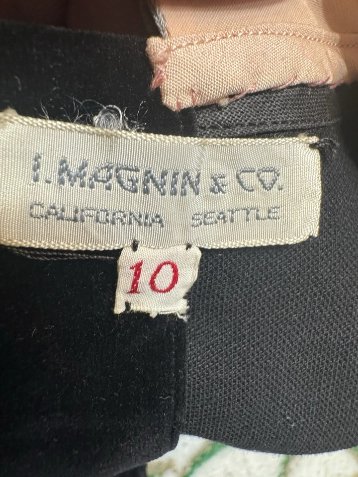 Vestido De Colección Niñas Talla 10 I Magnin X Trudy Terciopelo Negro Años 50? Borde rosa y gris Foto 3 de 4