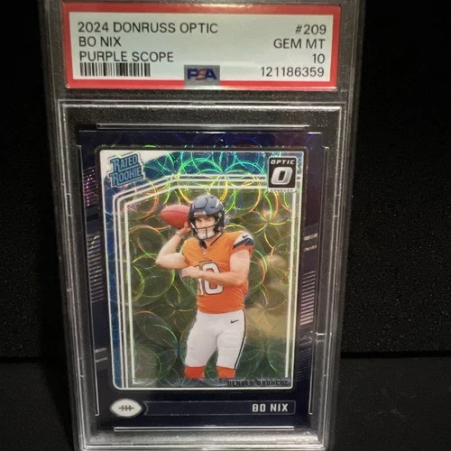 2024 Panini Donruss Optic - Rated Rookie Bo Nix #209 Purple Scope Prizm (RC)