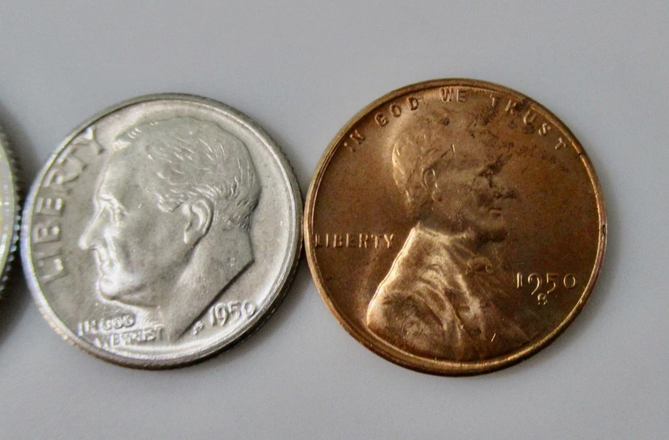1950 S Brilliant Uncirculated Silver Coin Set,  3 Coins - Image 4 of 4