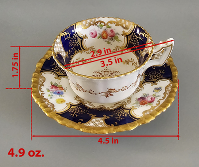 Antique Coalport Batwing Y2665 Cup & Saucer Hand Painted Cobalt