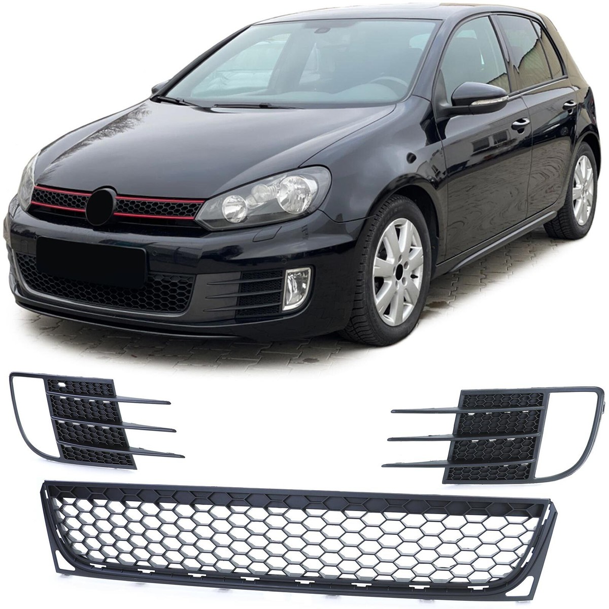 Grille Gauche Droite Centre Noir pour VW GOLF VI 08-13 Gti GTD