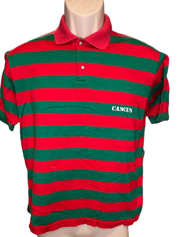 Vintage Caribe Sport Cancun Mexico Mens Short Sleeve Polo Shirt Size M