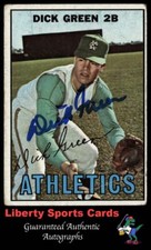 1967 Topps  Dick Green #54 Authentic Autographed Card Kansas City A's