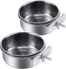 PINVNBY Parrot Feeding Cups Birds Food Dish Stainless S, Steel