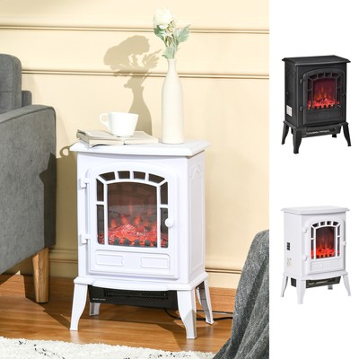 HOMCOM Freestanding Electric Fireplace Heater W/ Realistic Flame Effect