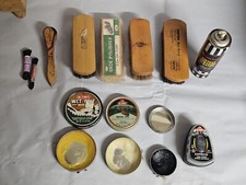 Vintage Shoe Care Kit with Esquire Shoe Valet Box - Brushes, Polishes, Laces.