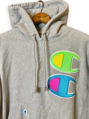 Champion Reverse Weave Mens Gray Neon Double C Patch Logo
