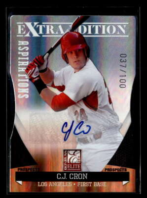 2011 Donruss Elite Extra C.J. Cron Aspirations Die Cut Auto /100 Angels FX2359