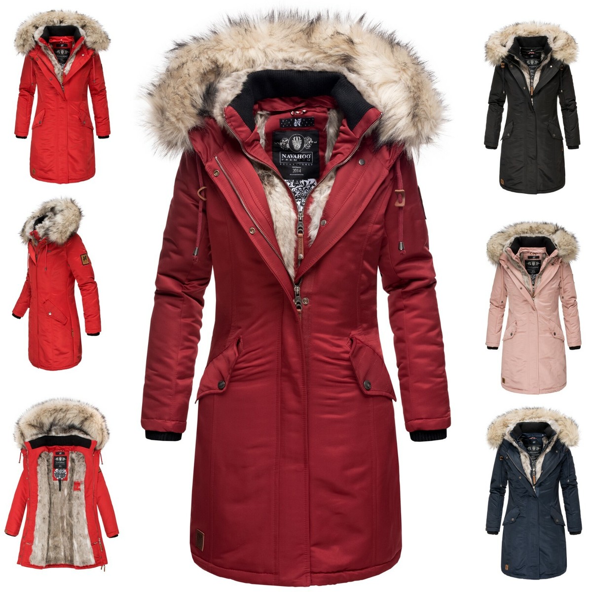 Warme Winterjacke GefÃ¼tterte Damen Jacke Winter Navahoo