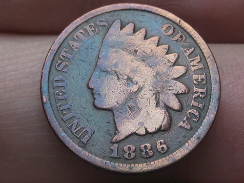 1886 Indian Head Cent Penny, Variety 2, Var 2, T2, Type 2, VG Details