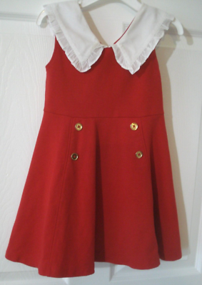 Janie and Jack Red Dress White Collar Gold Buttons Size 4 | eBay Janie and Jack Red Dress White Collar Gold Buttons Size 4 | eBay