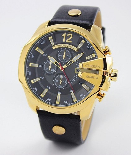 CURREN Men Luxury Stainless Steel Quartz Leather Sport Army Military Wrist Watch - Bild 16 von 27
