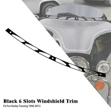 Black 6 Slots Fairing Windshield Trim For Harley Electra Street Glide 1996-2013
