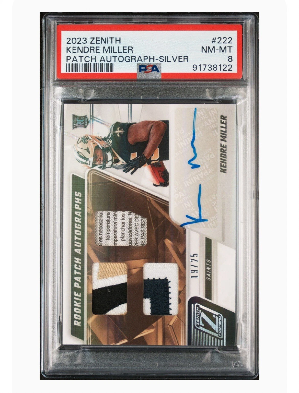 Kendre Miller Panini Zenith #222 Patch Autograph-Silver