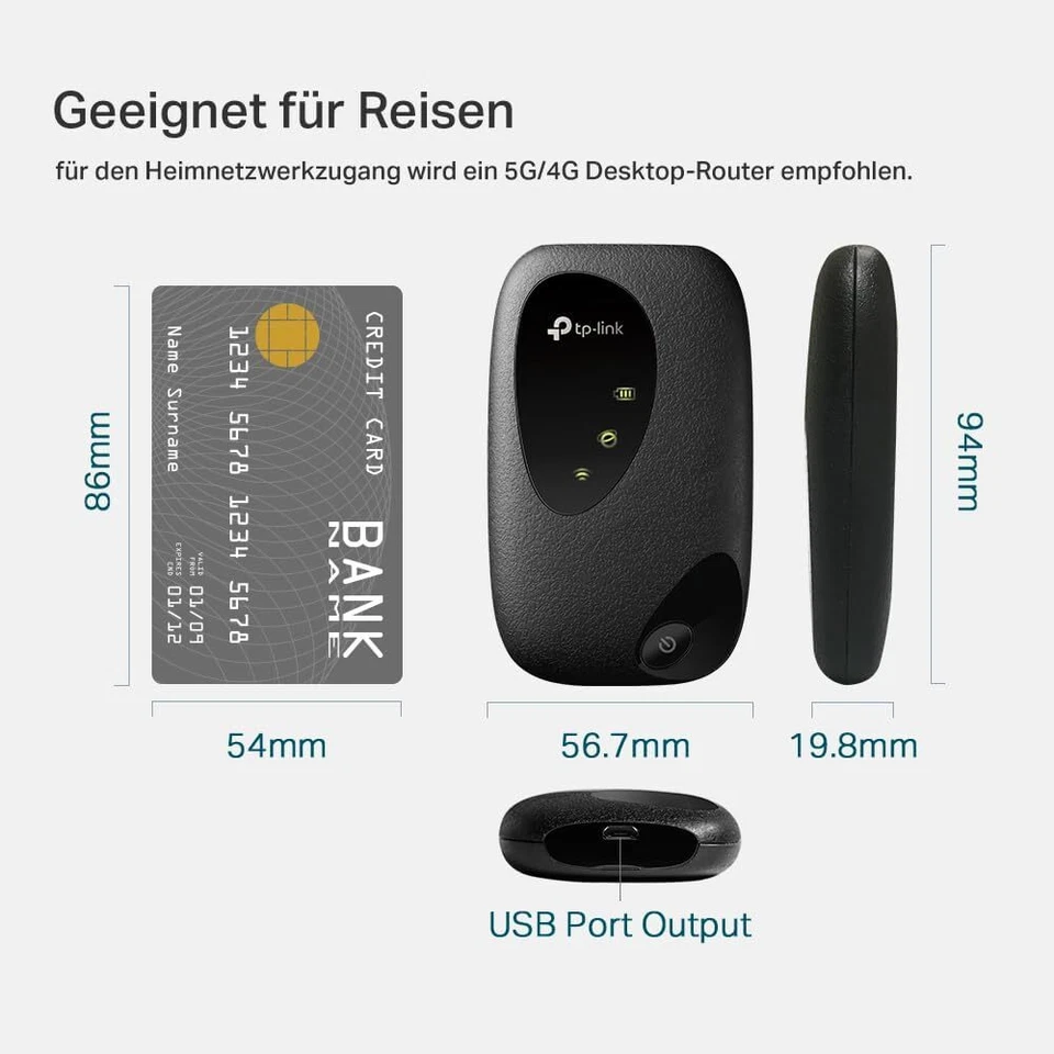 TP-Link M7200 N300 Mobiler WLAN 4G/LTE Router 150Mbit/s Single-Band Hotspot - Bild 2 von 4