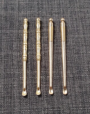 Pipe Tools Cleaner Poker Quality Metal (Golden Bamboo + Rings) Lot of 4