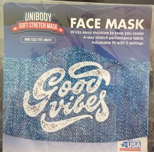 Toner Crafts Unibody Soft Stretch Cloth Face Mask Good Vibes Made In USA New