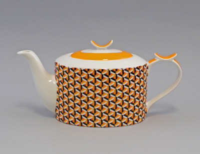 9952495 Tee-Kanne Brillantporzellan Rauten orange 30x20cm 1,2L