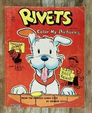 Vintage coloring book Rivets 1961 partially colored HTF rare comic strip Sixta