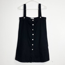 BDG Overall Dress Size Small Mini Black Button Front Jumper Urban Outfitters