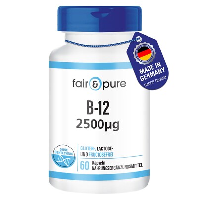 Vitamin B12 2500 µg  hochdosiert  60 Kapseln | fair&pure