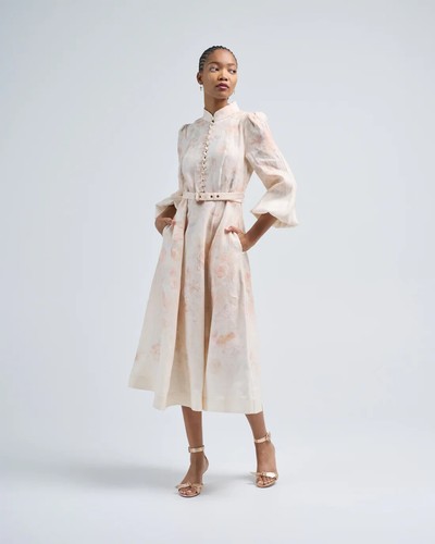Zimmermann Crush Buttoned Midi Dress Color Ciara Floral Size 1