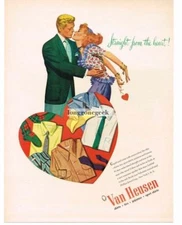1947 VAN HEUSEN Men's Shirts Straight From The Heart art Vintage Print Ad