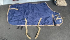 Beval Gladstone Stable Blanket - Heavyweight - Size 84 - Navy Tan Burgundy