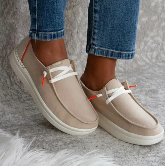 Stone Beige Chambray Beige Hey Dudes Hey Dude Wally Chambray Sepia