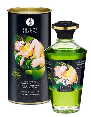 Shunga Aphrodisiac Warming Massage Oil 3.5oz - Exotic Green Tea