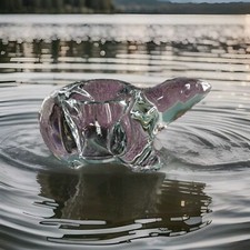  Vintage  Glass Polar Bear Tea Light Holder. Indiana. 