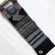 Stance Forest Cover Stripe Snow Ski OTC Socks L Arch Support Merino Wool Blend