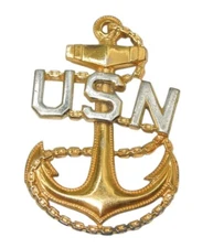 WWII US Navy 1/20th 10K Gold on Sterling H&H CPO Chief Petty Officer Pin CA11