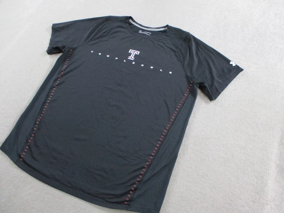 Temple Owls Shirt Mens 2XL XXL Black Fitted Under Armour Team Player Issued Gym - Image 2 of 4