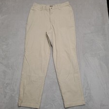 Vintage Lee Pants Womens 14 M Beige Pin Striped Y2K 90s USA Fabric High Rise