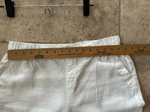 NICOLE MILLER Womens White Linen Pull On Pants ~ Size L ~ Elastic Waist - Picture 8 of 13