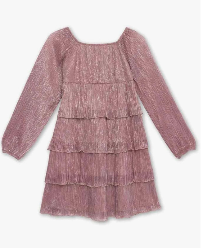 Speechless Kids Long Sheer Sleeve Smocked Tiered Pleated Dress Size 10