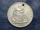 1857 O Liberty Seated Silver Half Dollar - Holed Nice Grade