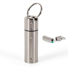 Epichao Titanium Keychain Pill Holder Container with Large, Silver