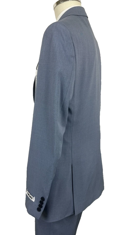 DKNY мужской костюм 40R куртка 33 x 32 брюки светло-синий современный крой 2 изделия новый с Ярлыками - Изображение 4 из 4