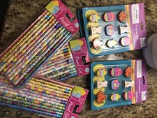 New Lot of Easter Themed 36 Pencils  Erasers . Egg Hunt Party Basket Filler