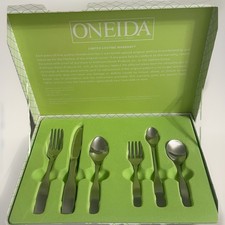 Oneida Baby Child Six Piece Flatware Utensil Set 18/10 Stainless Steel