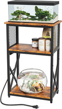 10 Gallon Fish Tank Stand with Power Outlet, 3 Tier Aquarium Stand with Shelf, T