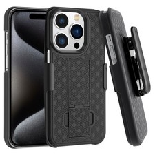 For iPhone 15 Pro Max - Case Belt Clip Holster Swivel Cover Kickstand Armor